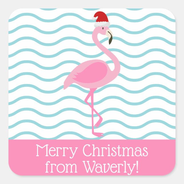 Pegatinas de regalo de Navidades de Santa Pink Fla (Anverso)