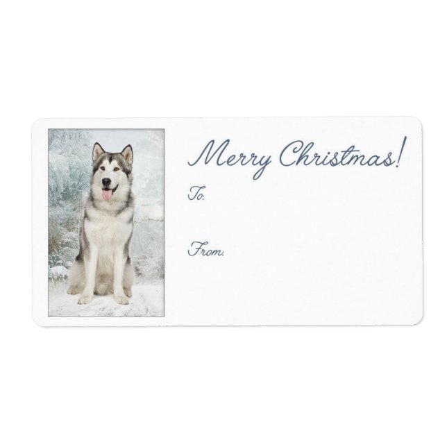 Pegatinas de regalo de Navidades Husky (Frente)