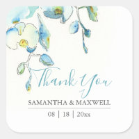 Pegatinas de regalo de orquídea azul acuarela flor