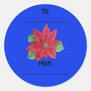 Pegatinas de regalo de Poinsettia - Azul