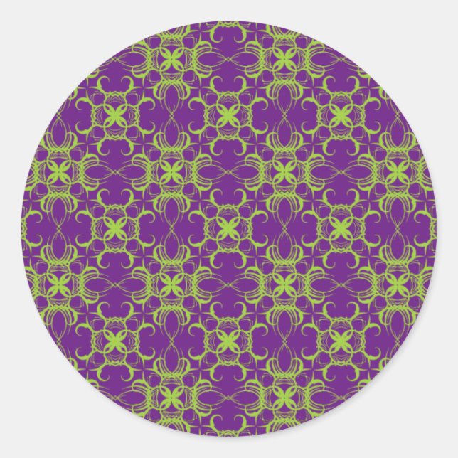Pegatinas De Regalo De Sobre Patrón Lime Y Purple (Anverso)