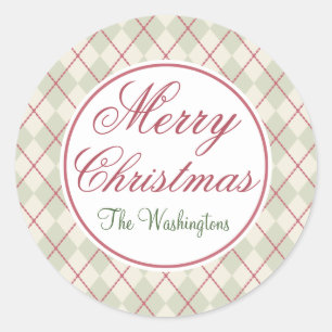 Pegatinas de regalo navideño clásico personalizado