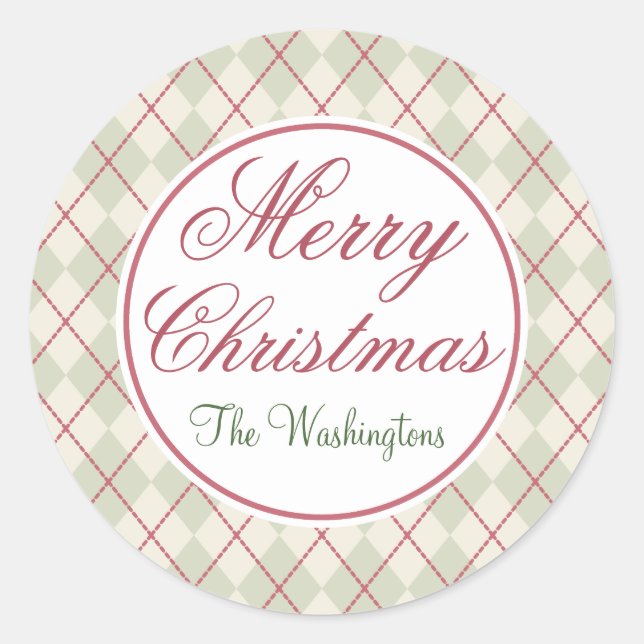 Pegatinas de regalo navideño clásico personalizado (Anverso)