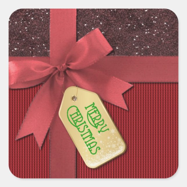 Pegatinas de regalo navideño de la cinta roja (Anverso)