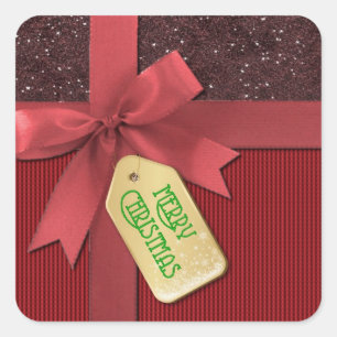 Pegatinas de regalo navideño de la cinta roja