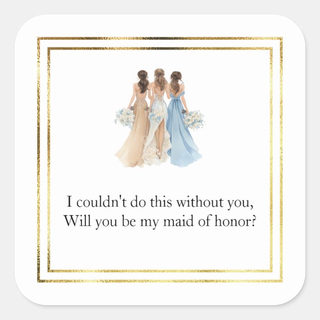Pegatinas de regalo para dama de honor de boda (Anverso)