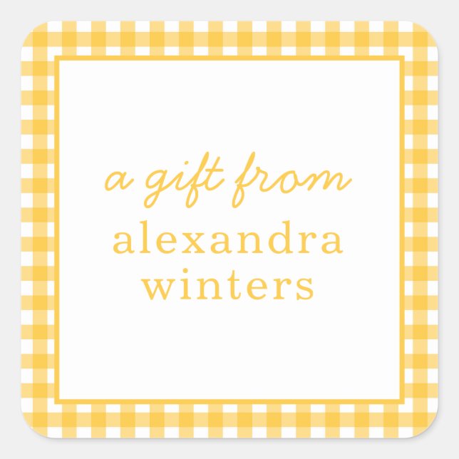 Pegatinas de regalo personalizados de Gingham (Anverso)