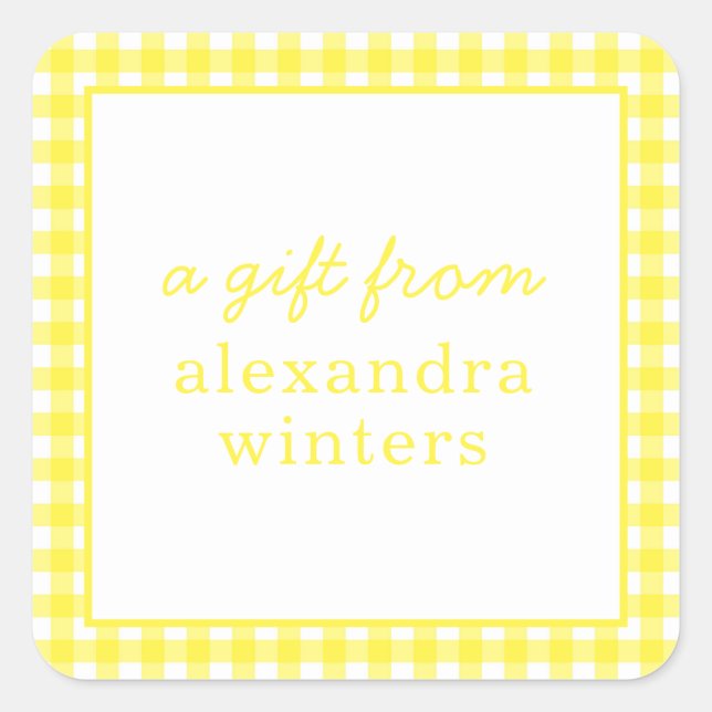 Pegatinas de regalo personalizados de Gingham (Anverso)