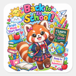 Pegatinas de regreso a la escuela de Panda Rojo Ka