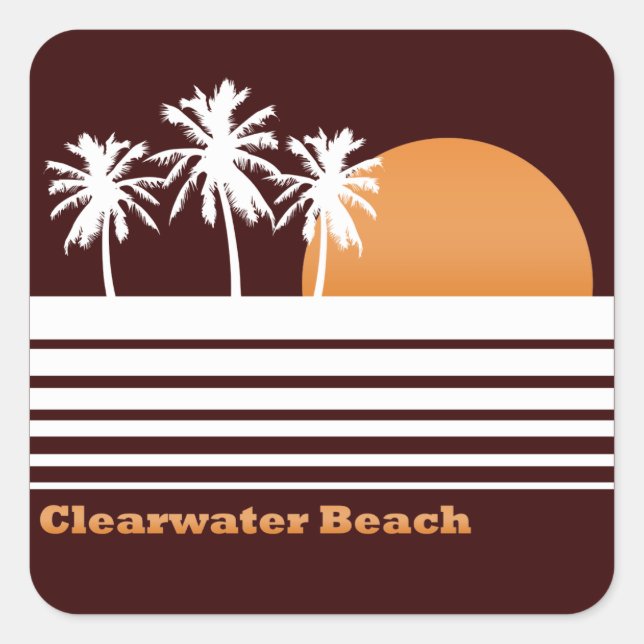 Pegatinas de Retro Clearwater Beach (Anverso)