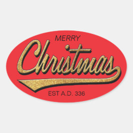 Pegatinas de Retro de Feliz Navidad OVAL