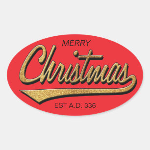 Pegatinas de Retro de Feliz Navidad OVAL