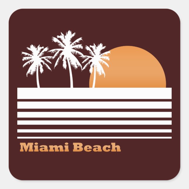 Pegatinas de Retro Miami Beach (Anverso)