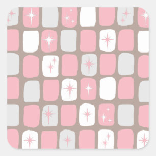 Pegatinas de Retro Pink Starburns Square
