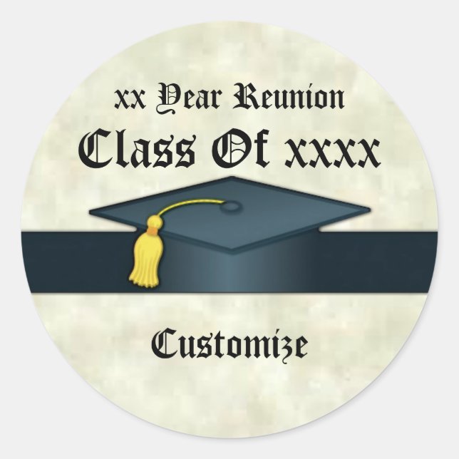 Pegatinas de Reunión de Graduación Personalizada d (Anverso)