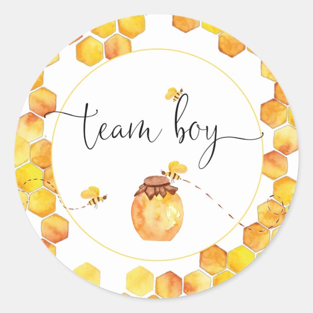 Pegatinas de revelación de género de Team Boy Bee (Anverso)