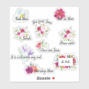 Pegatinas de Revista Cristiana Devocional Floral N