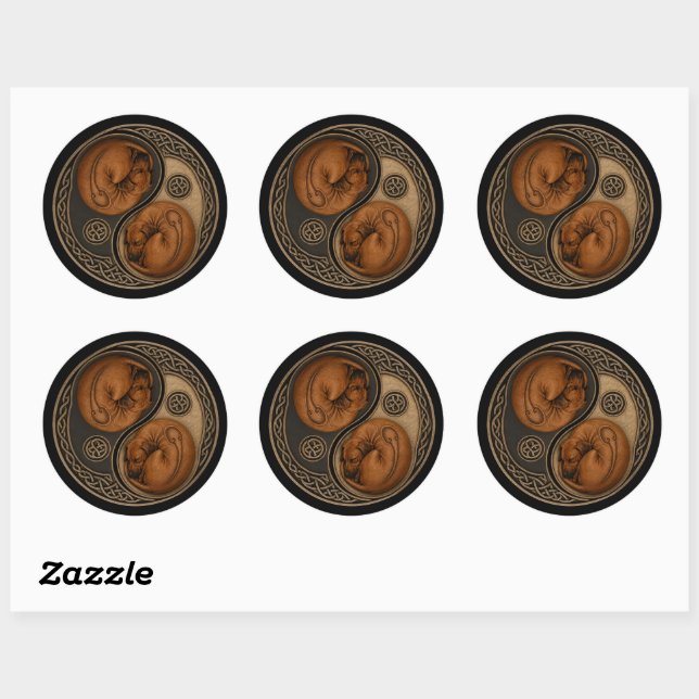 Pegatinas de Rhodesian Ridgeback celtas Yin‑Yang (Hoja)