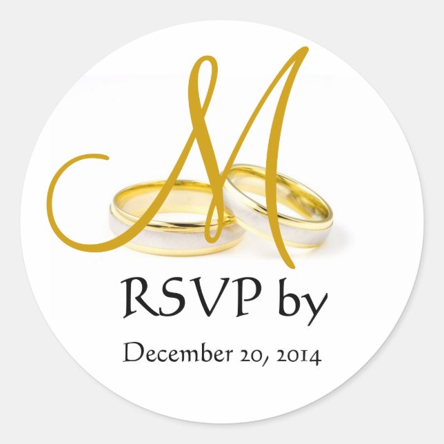 Pegatinas de Ring Monogram RSVP Gold (Anverso)