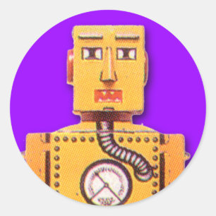 Pegatinas de robots de juguete amarillo (hoja de 2