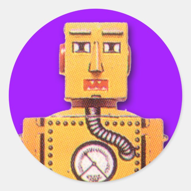 Pegatinas de robots de juguete amarillo (hoja de 2 (Anverso)