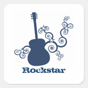 Pegatinas de Rockstar Guitar Square, Azul
