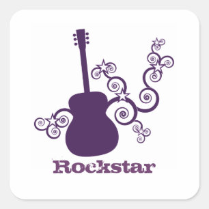 Pegatinas de Rockstar Guitar Square, morado