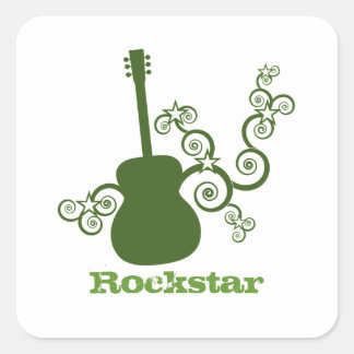 Pegatinas de Rockstar Guitar Square, Olive Green