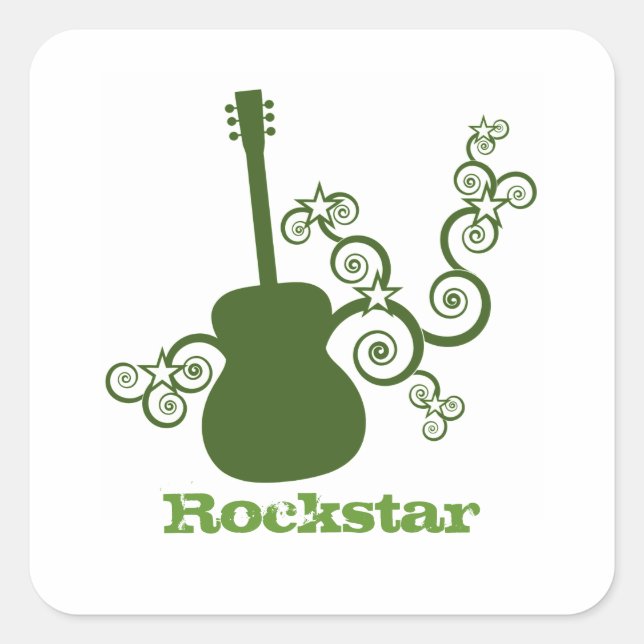 Pegatinas de Rockstar Guitar Square, Olive Green (Anverso)