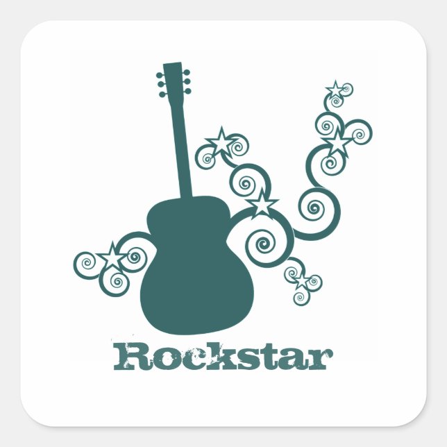 Pegatinas de Rockstar Guitar Square, Verde azulado (Anverso)