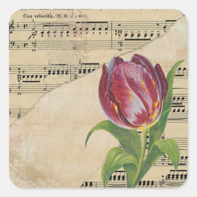 Pegatinas de Romance Tulips, música victoriana de  (Anverso)