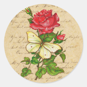 Pegatinas de Rosa y mariposa