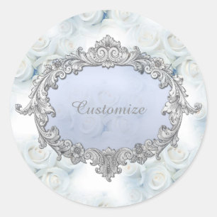 Pegatinas de rosas blancas de invierno personaliza