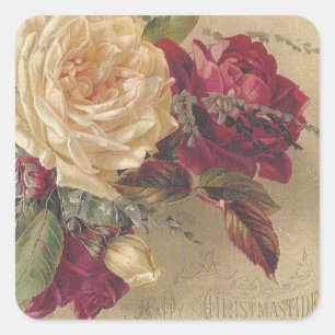 Pegatinas de rosas de Navidad victorianas