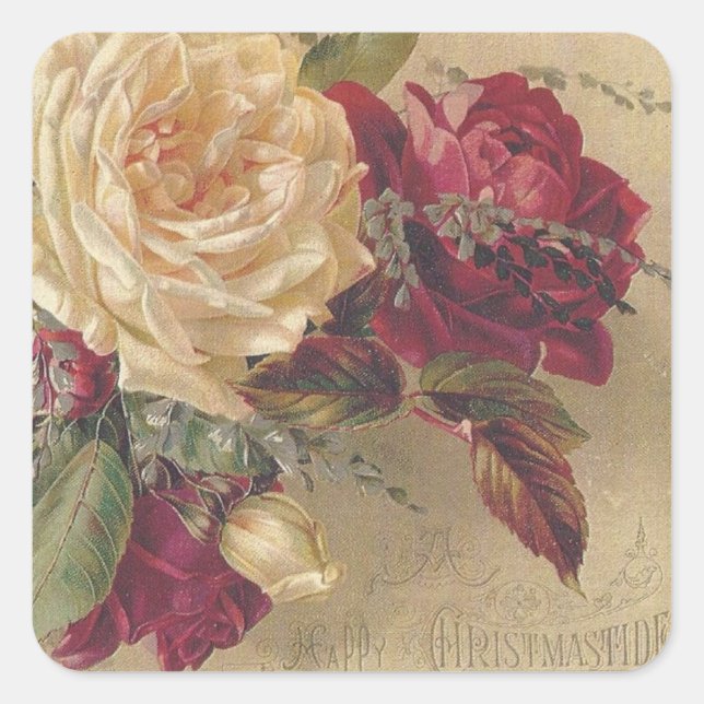 Pegatinas de rosas de Navidad victorianas (Anverso)