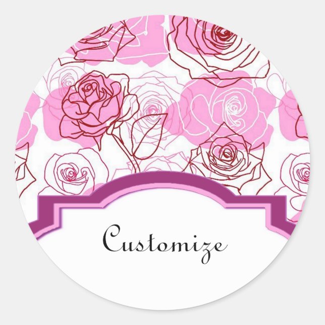 Pegatinas de rosas rosas rosas de gracia y aprecio (Anverso)