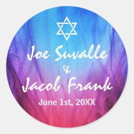 Pegatinas de Round Bar Mitzvah | Rojo azul | Hielo