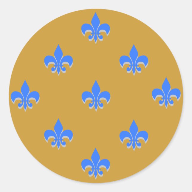 Pegatinas de Round Fleur de Lis AZUL (Anverso)