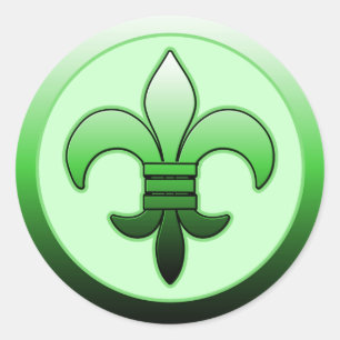 Pegatinas de Round Fleur de Lis Green