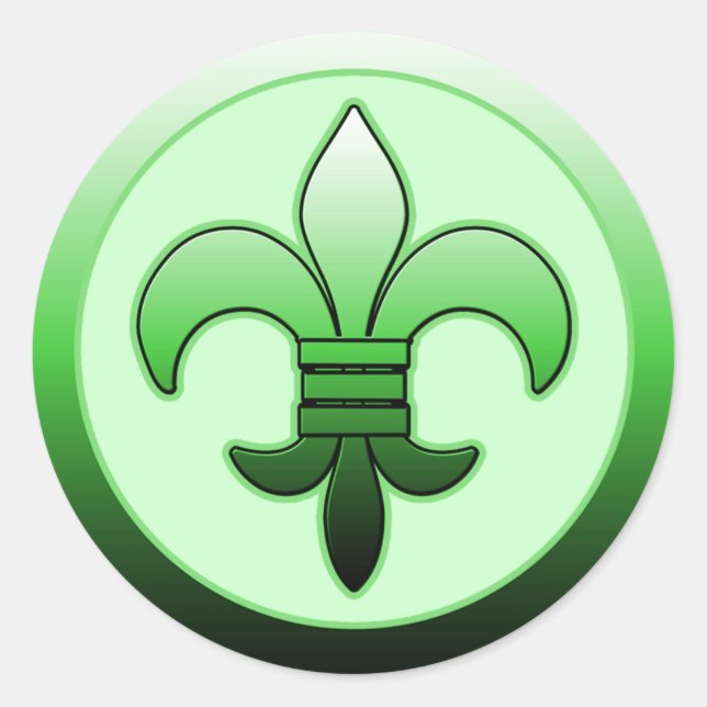 Pegatinas de Round Fleur de Lis Green (Anverso)