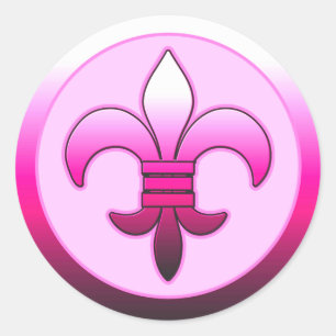 Pegatinas de Round Fleur de Lis PINK