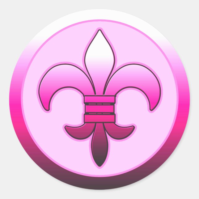 Pegatinas de Round Fleur de Lis PINK (Anverso)