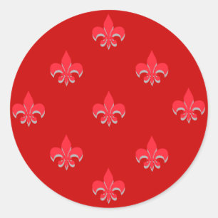 Pegatinas de Round Fleur de Lis RED