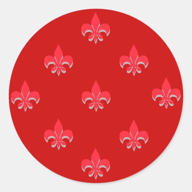 Pegatinas de Round Fleur de Lis RED (Anverso)