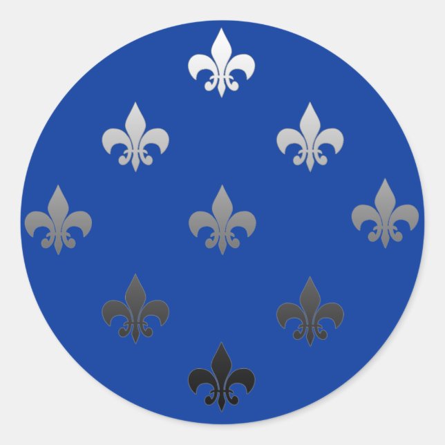 Pegatinas de Round Fleur de Lis Silver (Anverso)