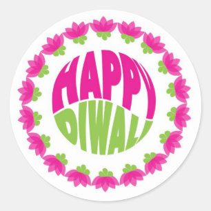 Pegatinas de Round Happy Diwali
