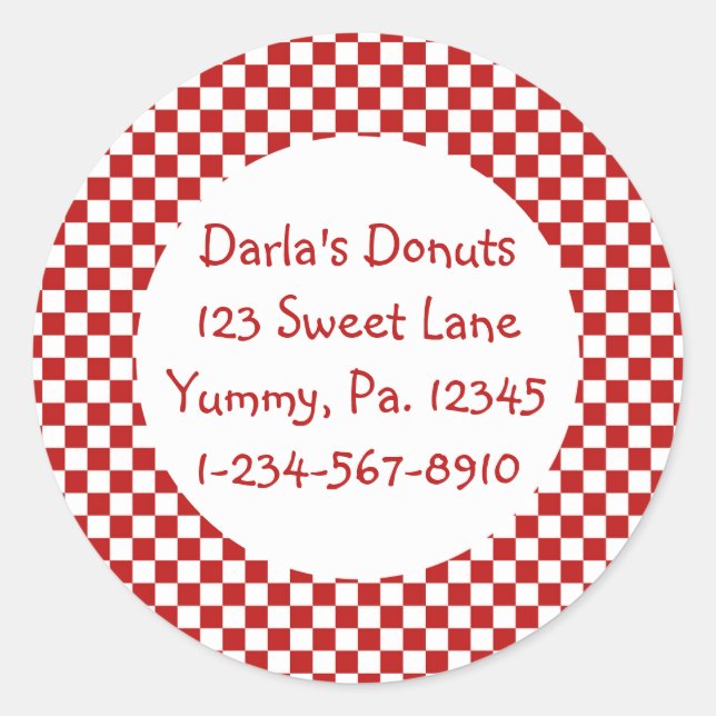 Pegatinas de Round Red Gingham (Anverso)