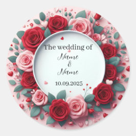 Pegatinas de sabor de bodas de rosas rojas