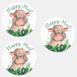Pegatinas de Safari Happy Mail Hippo