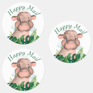 Pegatinas de Safari Happy Mail Hippo